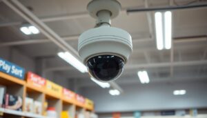 CCTV dome camera inside a retail store