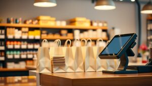 Retail counter with point of sale terminal