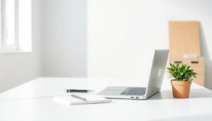 Empty desk prepared for a new employee