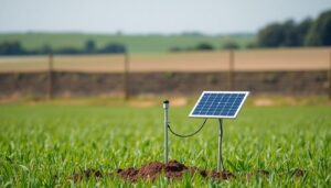 Soil moisture sensor installed in pasture