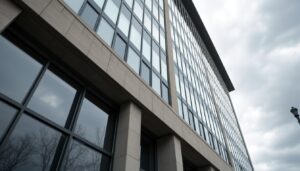 Commercial office building facade