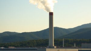 Geothermal steam rising from a power station