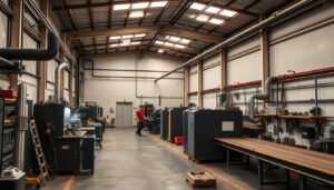 Trade workshop with welding bays and extraction
