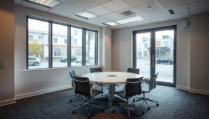Empty meeting room in a provincial office