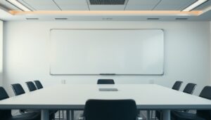 Whiteboard in an empty meeting room