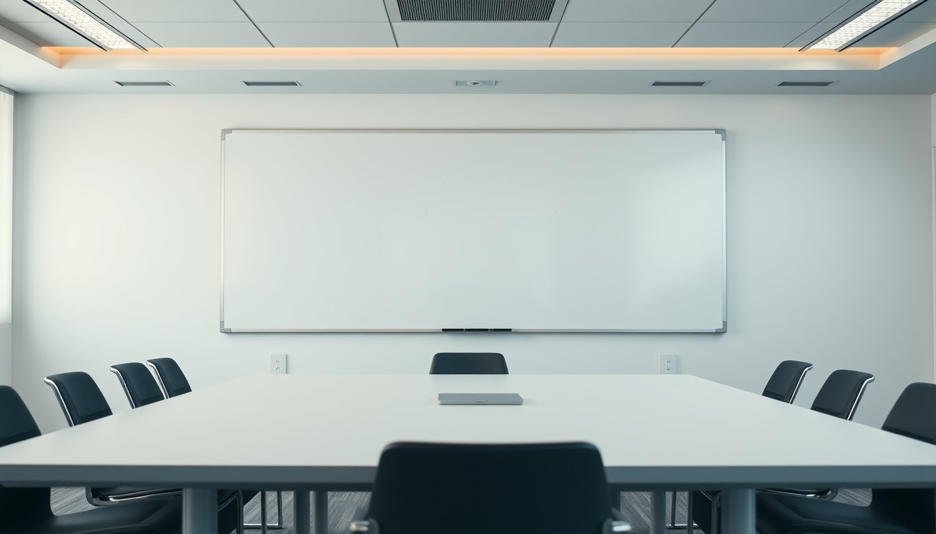 Whiteboard in an empty meeting room